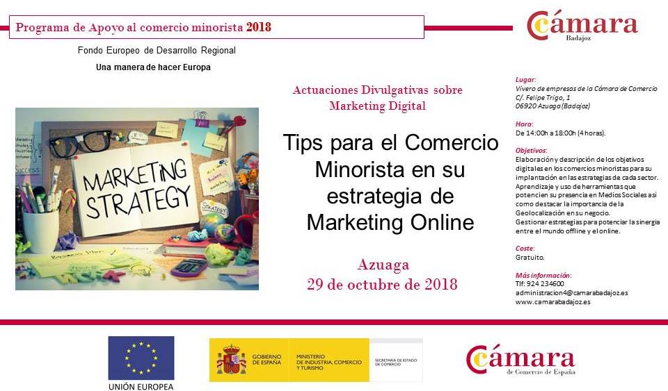 Tips para el Comercio Minorista en su estrategia de Marketing Online  (Azuaga)- Actuaciones Divulgativas Programa de Apoyo al comercio minorista 2018