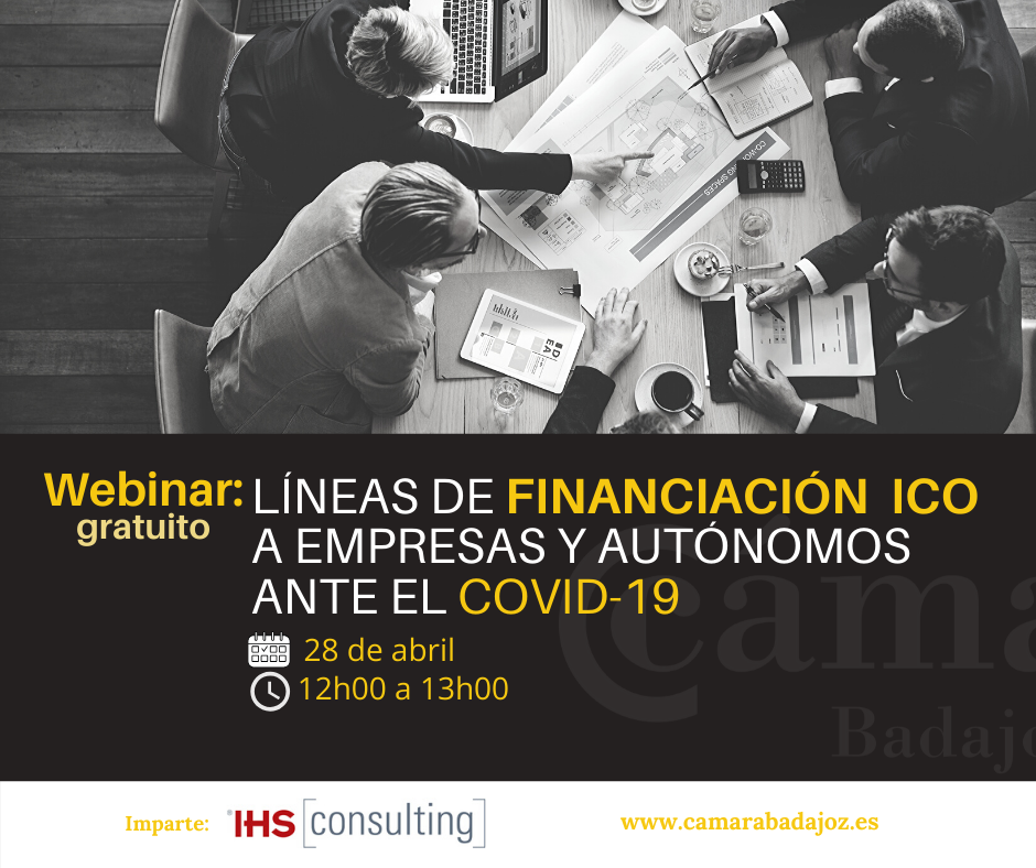 Webinar gratuito: LÍNEAS DE FINANCIACIÓN  ICO A EMPRESAS Y AUTÓNOMOS ANTE EL COVID-19