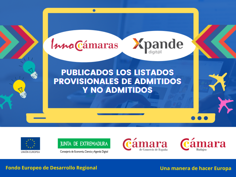 Publicados los listados provisionales para el sorteo de InnoCámaras y Xpande Digital 2022