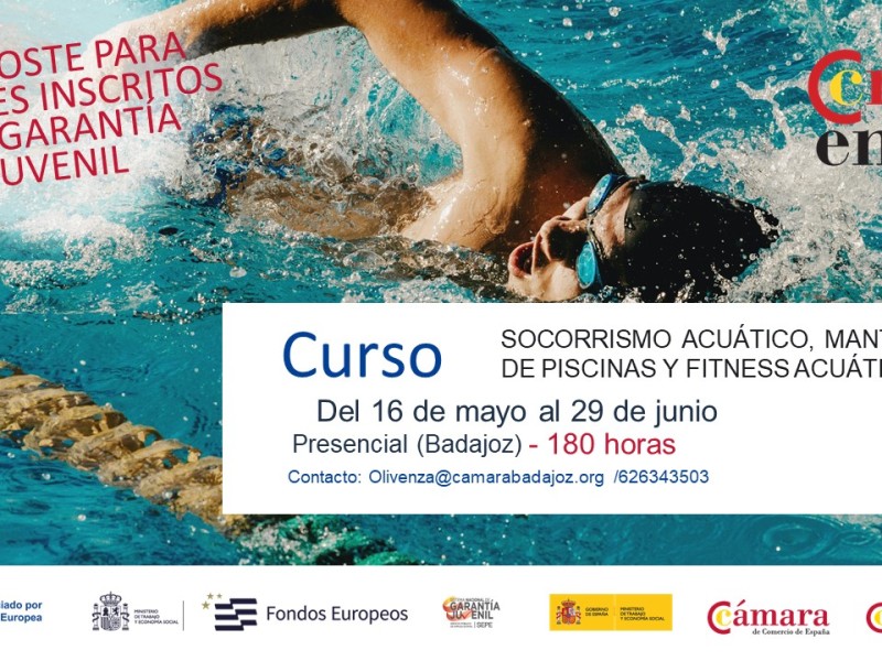 Socorrismo acuático, mantenimiento de piscinas y fitness acuático (Presencial)