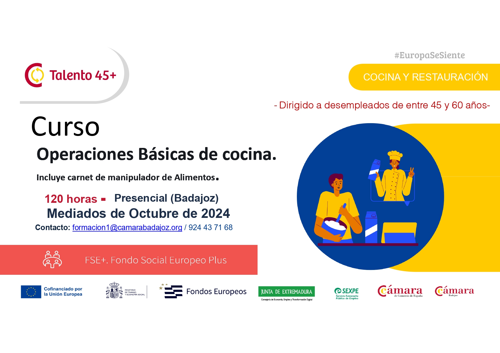 Talento 45+: “Curso de Operaciones Básicas de Cocina”.