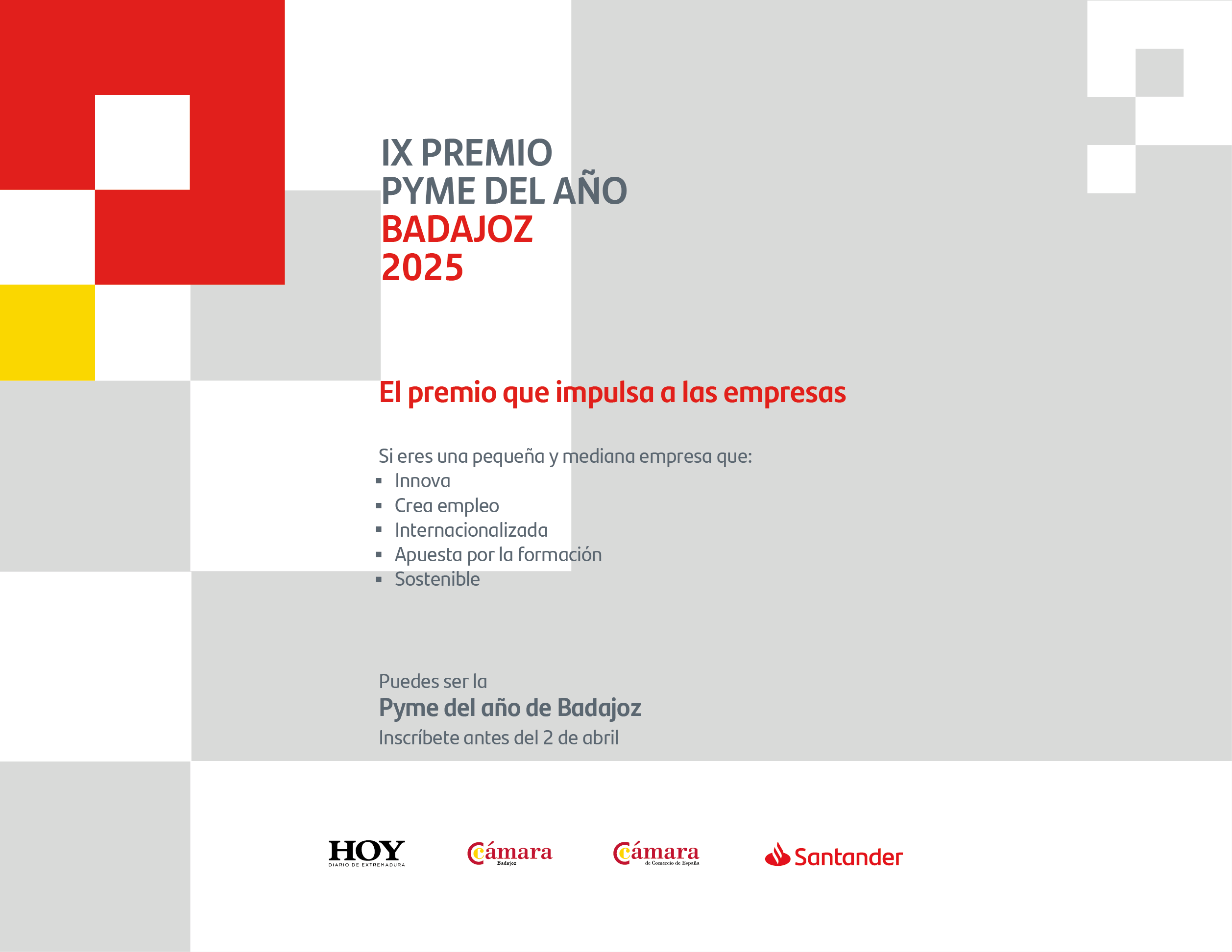 Banco Santander y Cámara de Badajoz lanzan la novena edición del Premio Pyme del Año de Badajoz