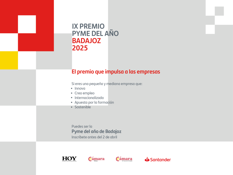 Banco Santander y Cámara de Badajoz lanzan la novena edición del Premio Pyme del Año de Badajoz